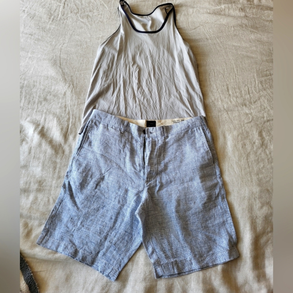 J Crew Blue Linen Summer Shorts